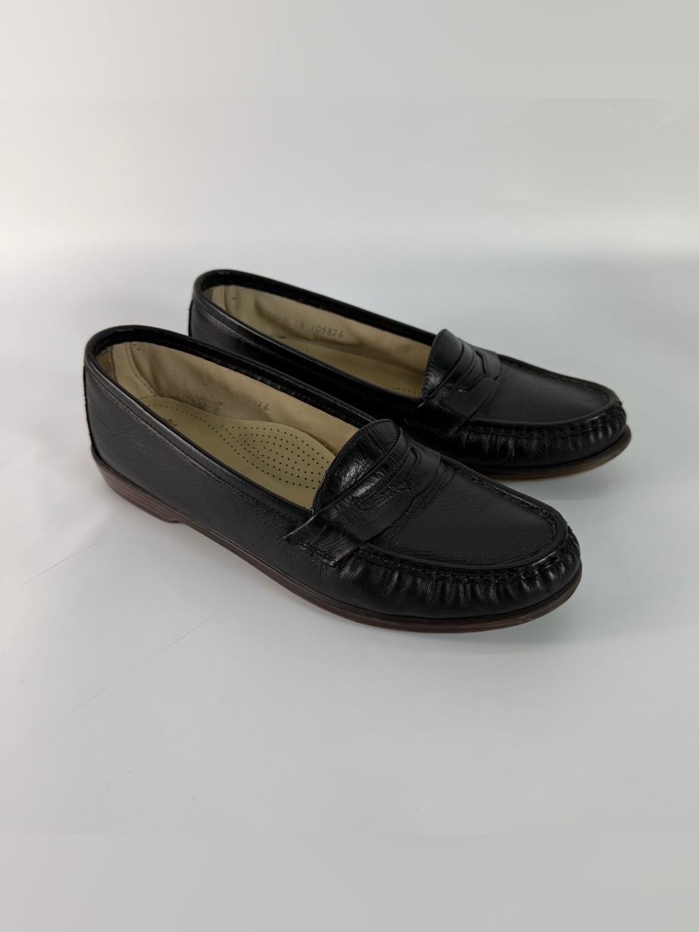 SAS Tripad Womens Black Leather Loafers Size 9.5 M Comfort Flat Shoes